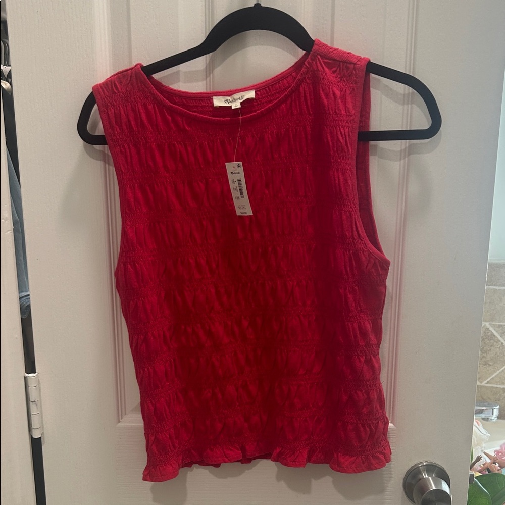 Madewell Bright Red Textured Tank Top
